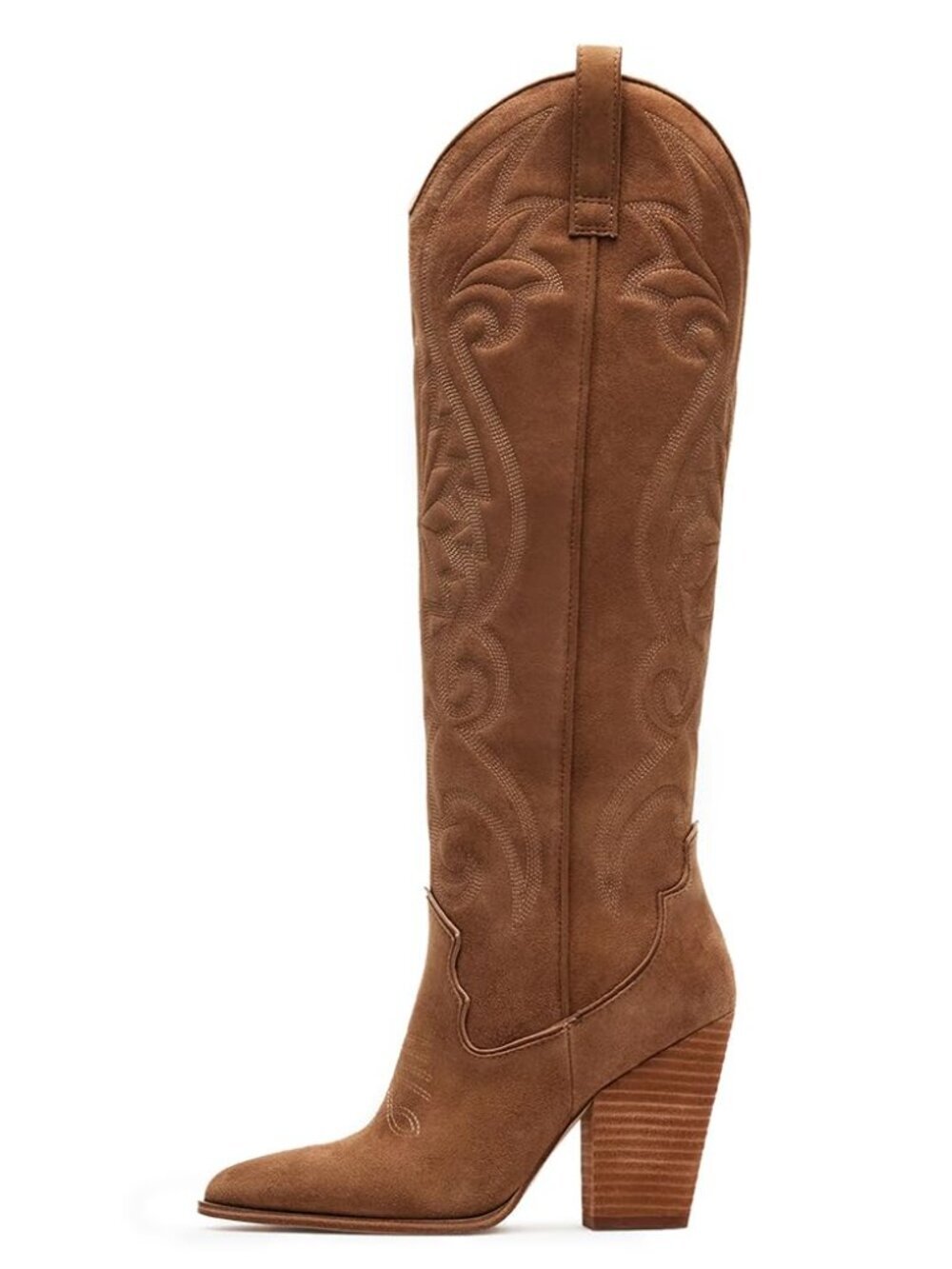 ๐ Knee High Cowboy Boots for Women Pointed Toe Chunky High Heels Pull-on - Picture 6 of 6